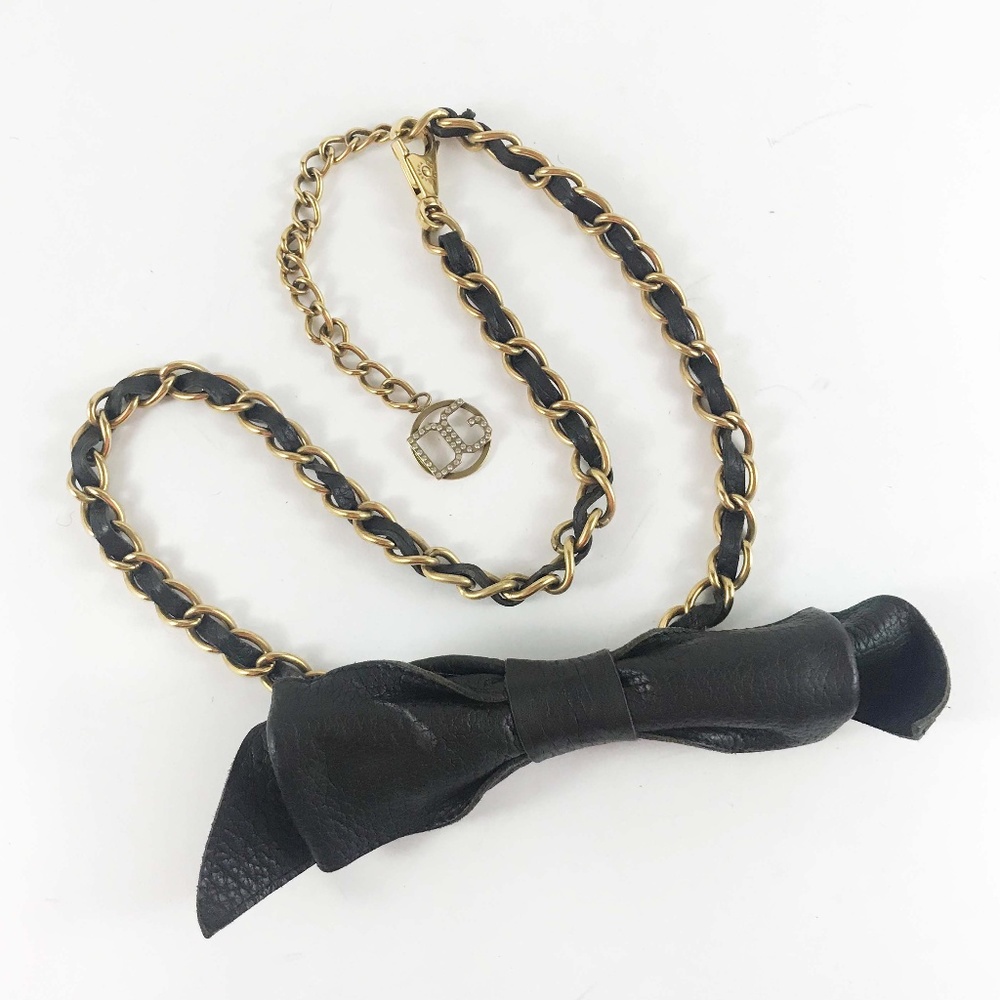 Dolce & Gabbana Chain Belt with Brown Leather Bow